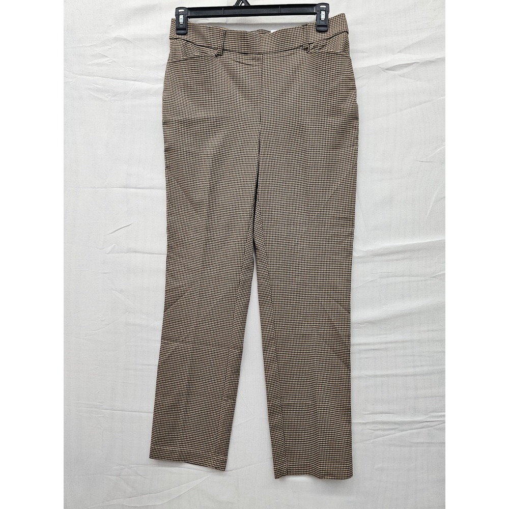 Rafaella Womens Houndstooth Stretch Pants Khaki Viscose Blend Casual Size 10